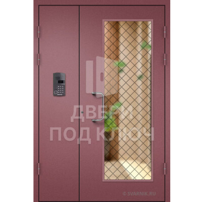 Подъездная дверь с решеткой и стеклом ДПК-13726